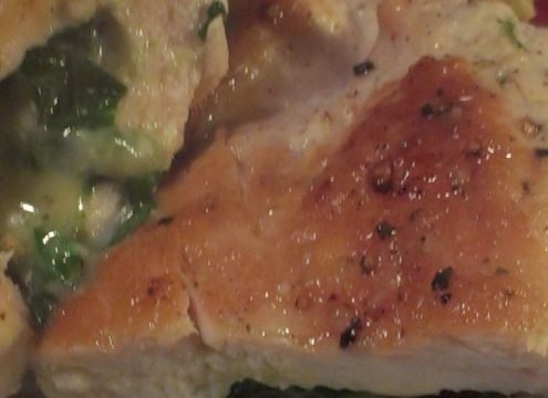 Fyldt kyllingefilet med spinat og parmesan