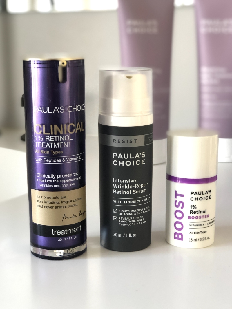 Mine favorit retinol hudplejeprodukter til moden hud fra Paulas Choice.